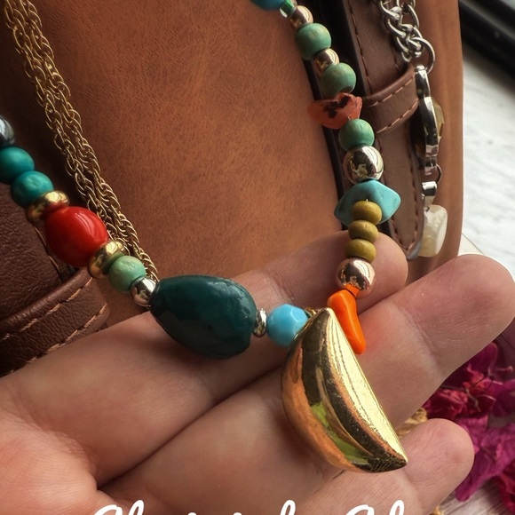 Colorful Beaded Necklace bag charms with Gold Accents - Picture 4 of 5